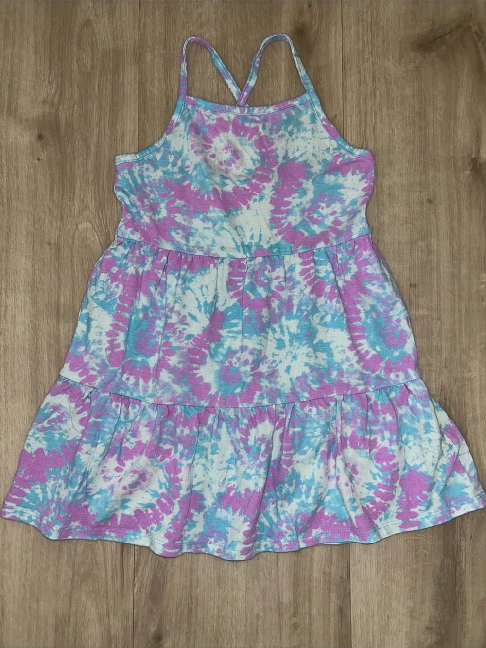 Cat & Jack Girls' Tie-Dye Sundress in Pink, Blue & White